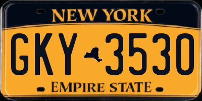 NY license plate GKY3530