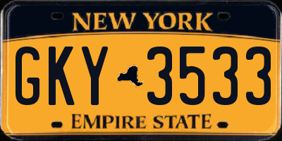 NY license plate GKY3533
