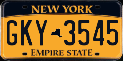 NY license plate GKY3545