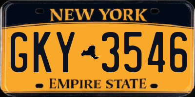 NY license plate GKY3546
