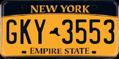 NY license plate GKY3553