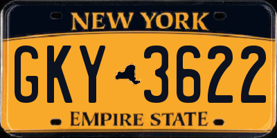 NY license plate GKY3622