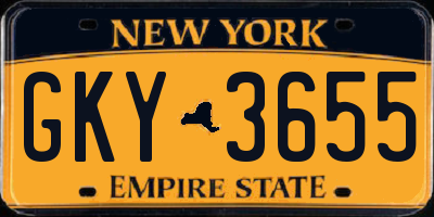 NY license plate GKY3655