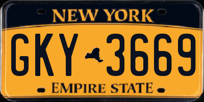NY license plate GKY3669