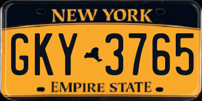 NY license plate GKY3765