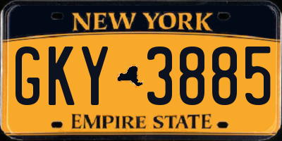 NY license plate GKY3885