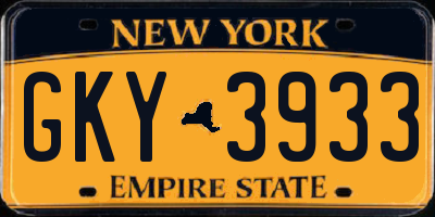 NY license plate GKY3933