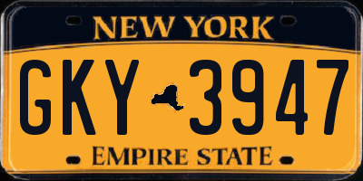 NY license plate GKY3947