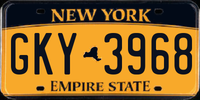 NY license plate GKY3968