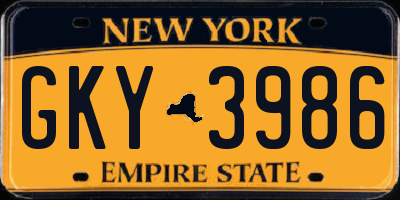 NY license plate GKY3986