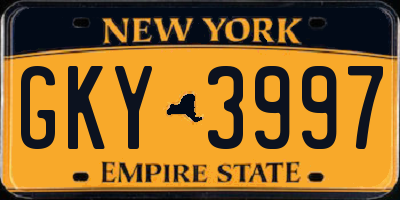 NY license plate GKY3997