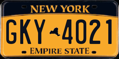 NY license plate GKY4021