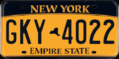 NY license plate GKY4022