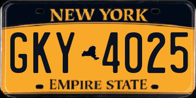 NY license plate GKY4025