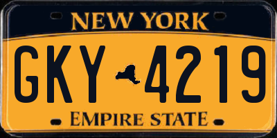 NY license plate GKY4219