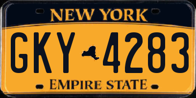 NY license plate GKY4283