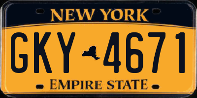 NY license plate GKY4671