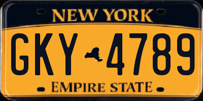NY license plate GKY4789