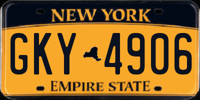 NY license plate GKY4906