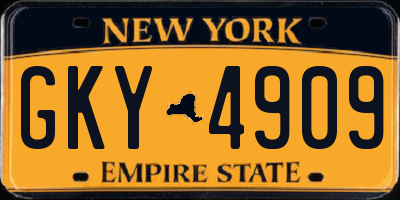 NY license plate GKY4909