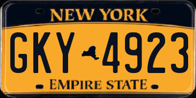 NY license plate GKY4923