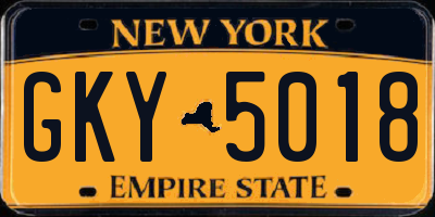 NY license plate GKY5018
