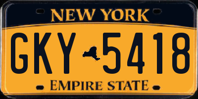 NY license plate GKY5418