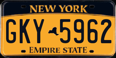 NY license plate GKY5962