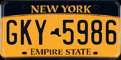 NY license plate GKY5986