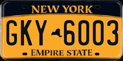 NY license plate GKY6003