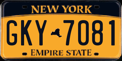 NY license plate GKY7081