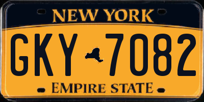 NY license plate GKY7082