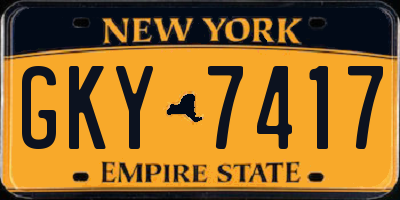 NY license plate GKY7417