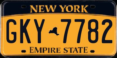 NY license plate GKY7782
