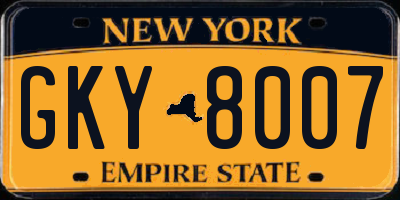 NY license plate GKY8007