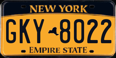 NY license plate GKY8022