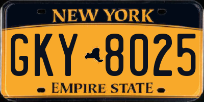 NY license plate GKY8025
