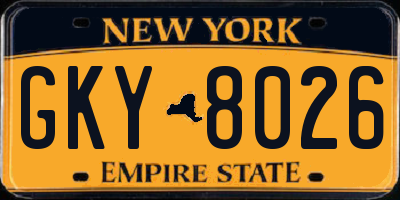 NY license plate GKY8026