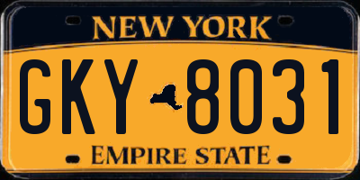 NY license plate GKY8031