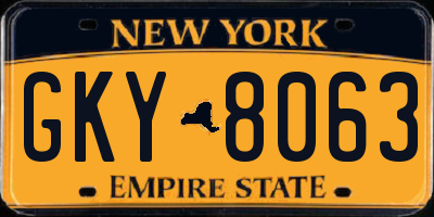 NY license plate GKY8063