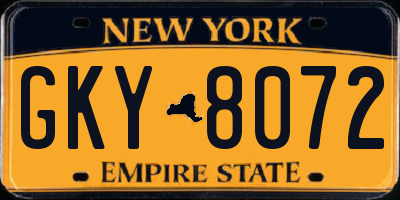 NY license plate GKY8072