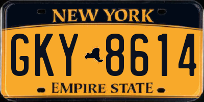 NY license plate GKY8614