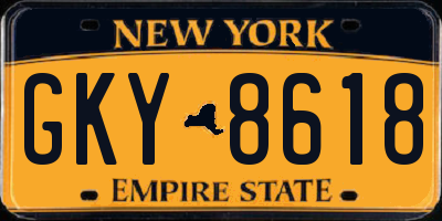 NY license plate GKY8618