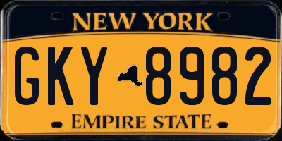 NY license plate GKY8982