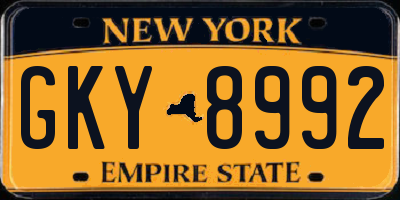 NY license plate GKY8992