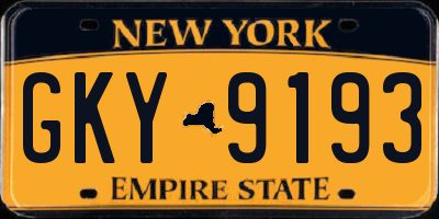 NY license plate GKY9193