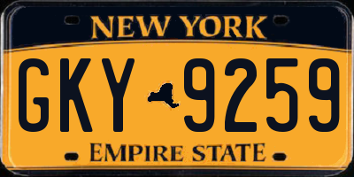 NY license plate GKY9259