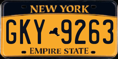 NY license plate GKY9263