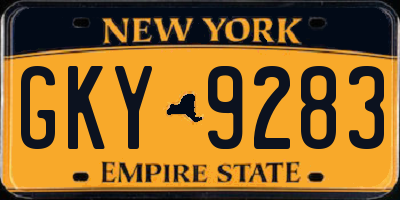 NY license plate GKY9283