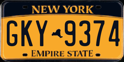 NY license plate GKY9374